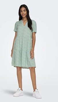 Only Zally ss Thea Dress Chinois Green White Leaf