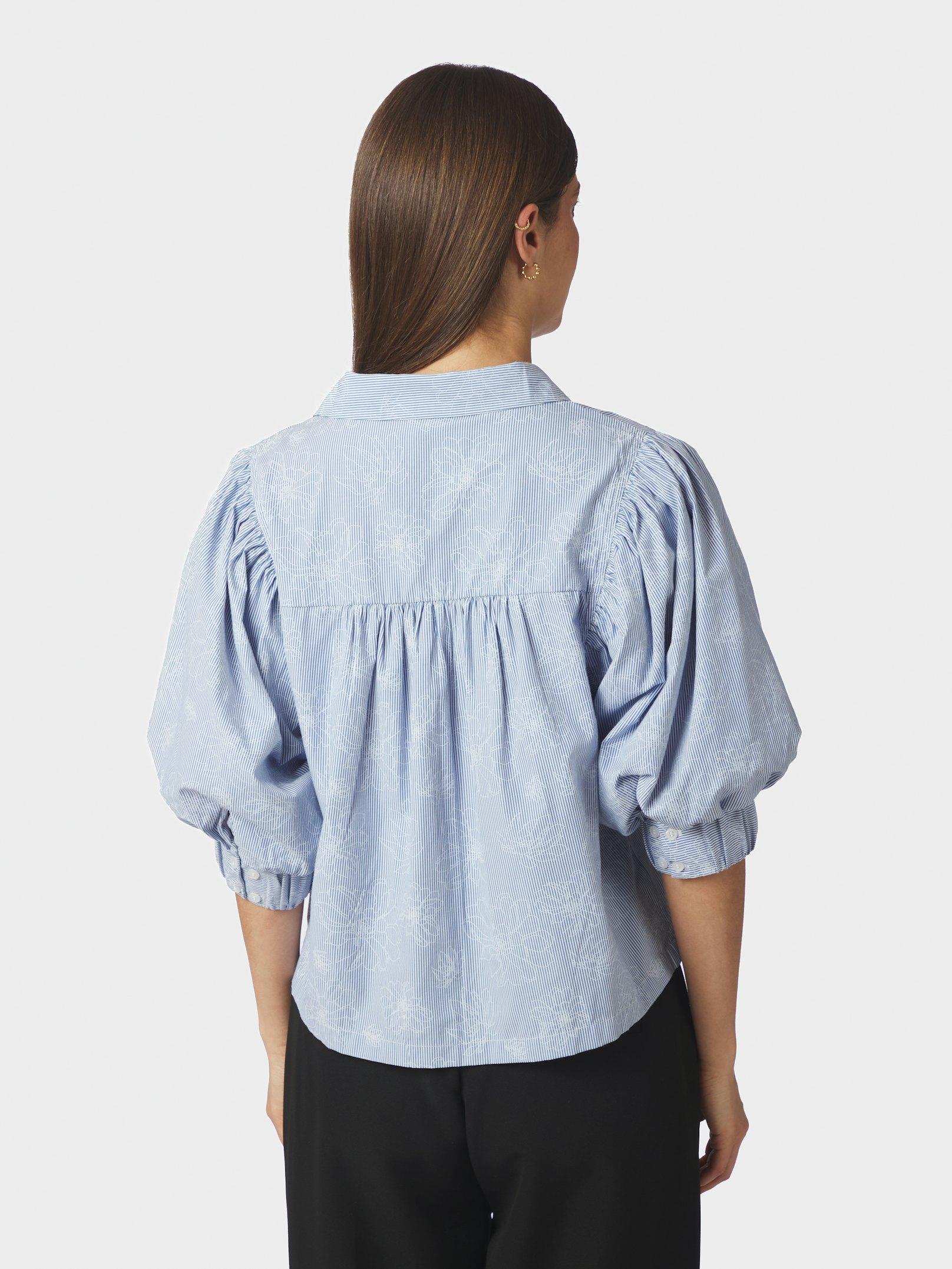 Etta Flower Stripe Shirt Light Blue - 4