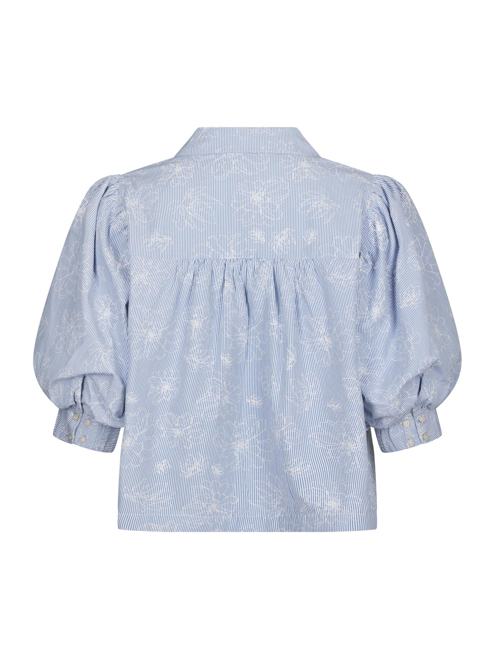 Etta Flower Stripe Shirt Light Blue - 2