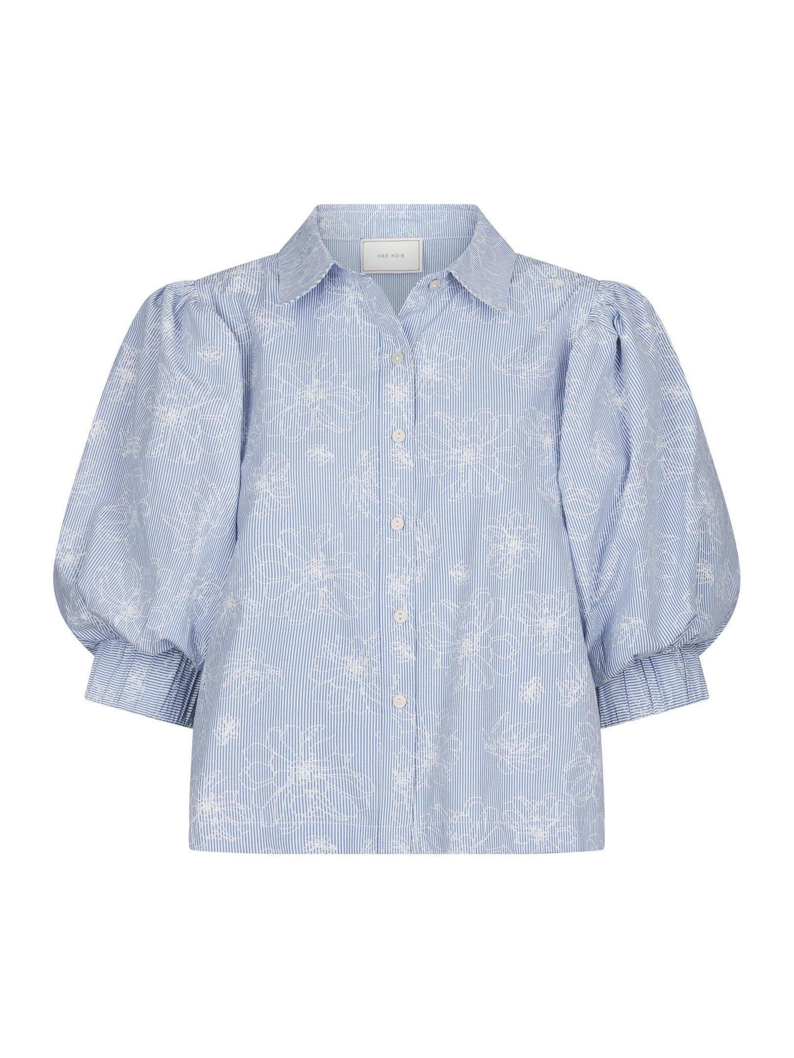 Etta Flower Stripe Shirt Light Blue