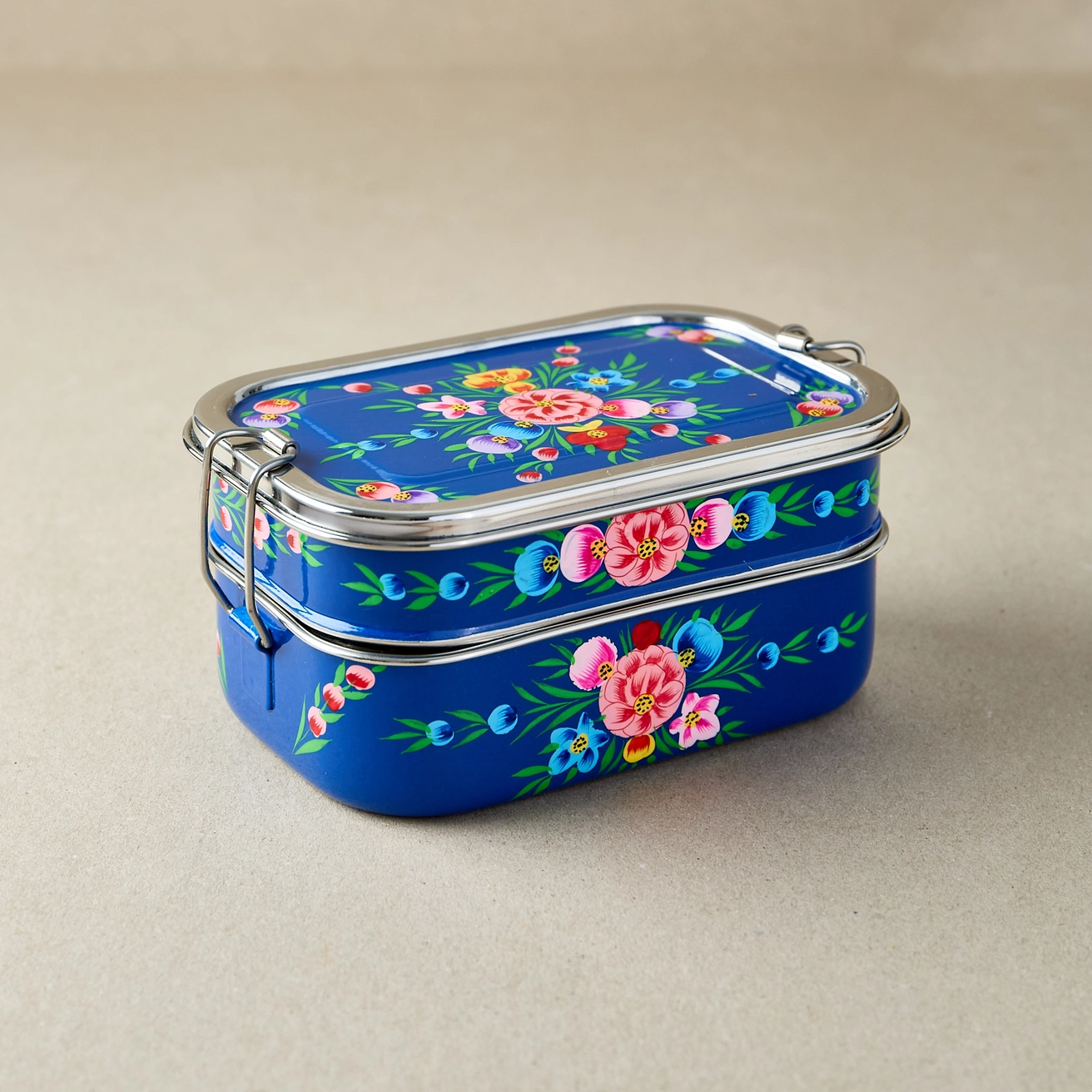Stainless steel lunch box in tiffin style Dark blue Garland, Dalit