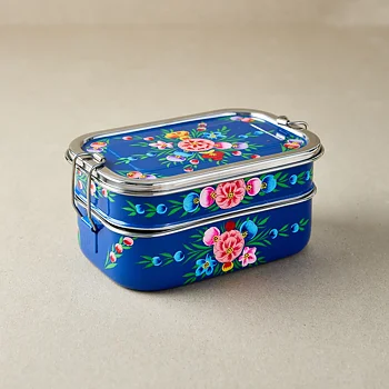 Lunchlåda i rostfritt stål i tiffin-stil  Mörkblå Garland, Dalit