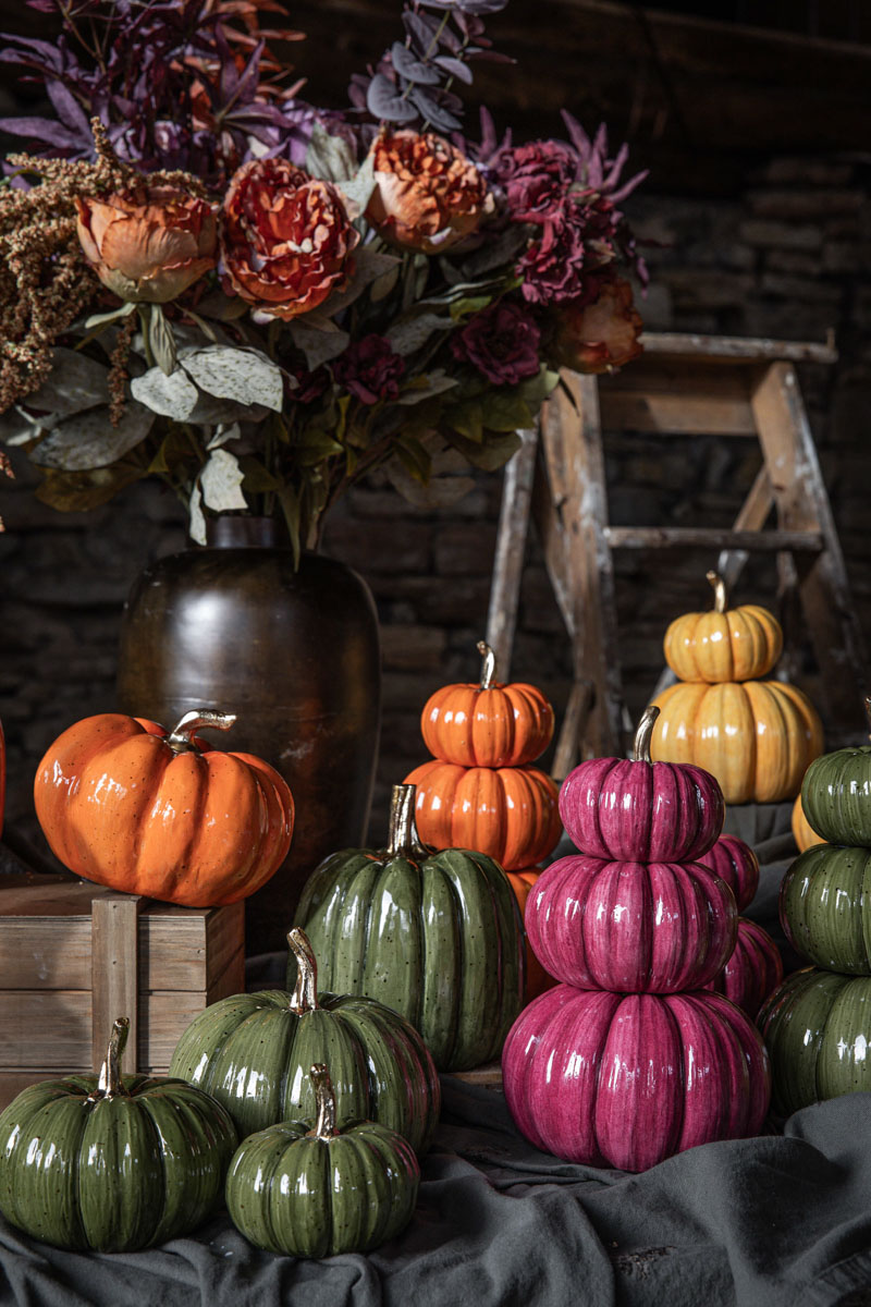 Dekoration Pumpa - Hög Shine - 15 cm - Orange