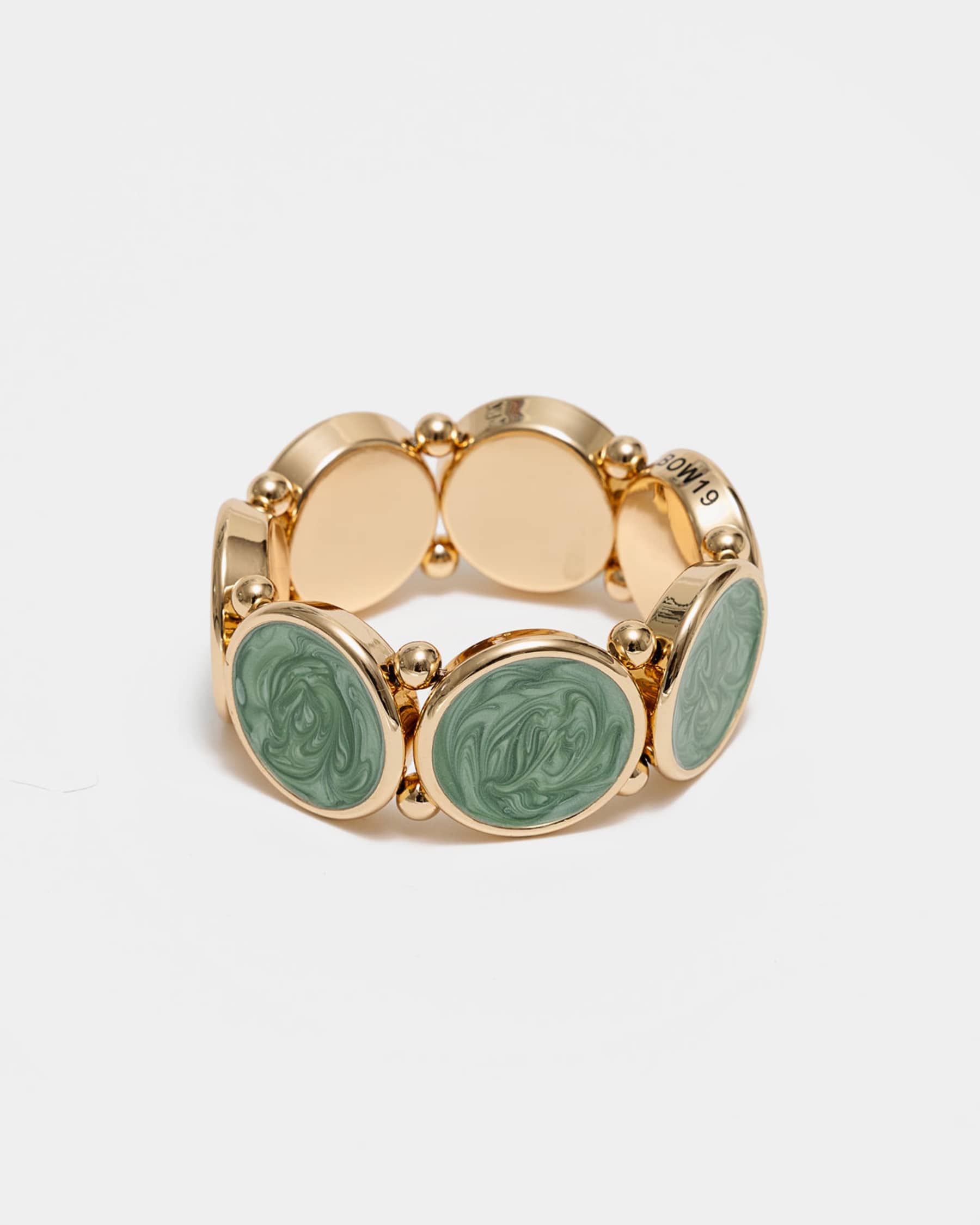 Ava Pearl Elastic Bracelet Gold w Pearl Green