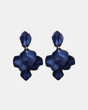 Leaf Earrings Matt Midnight Blue