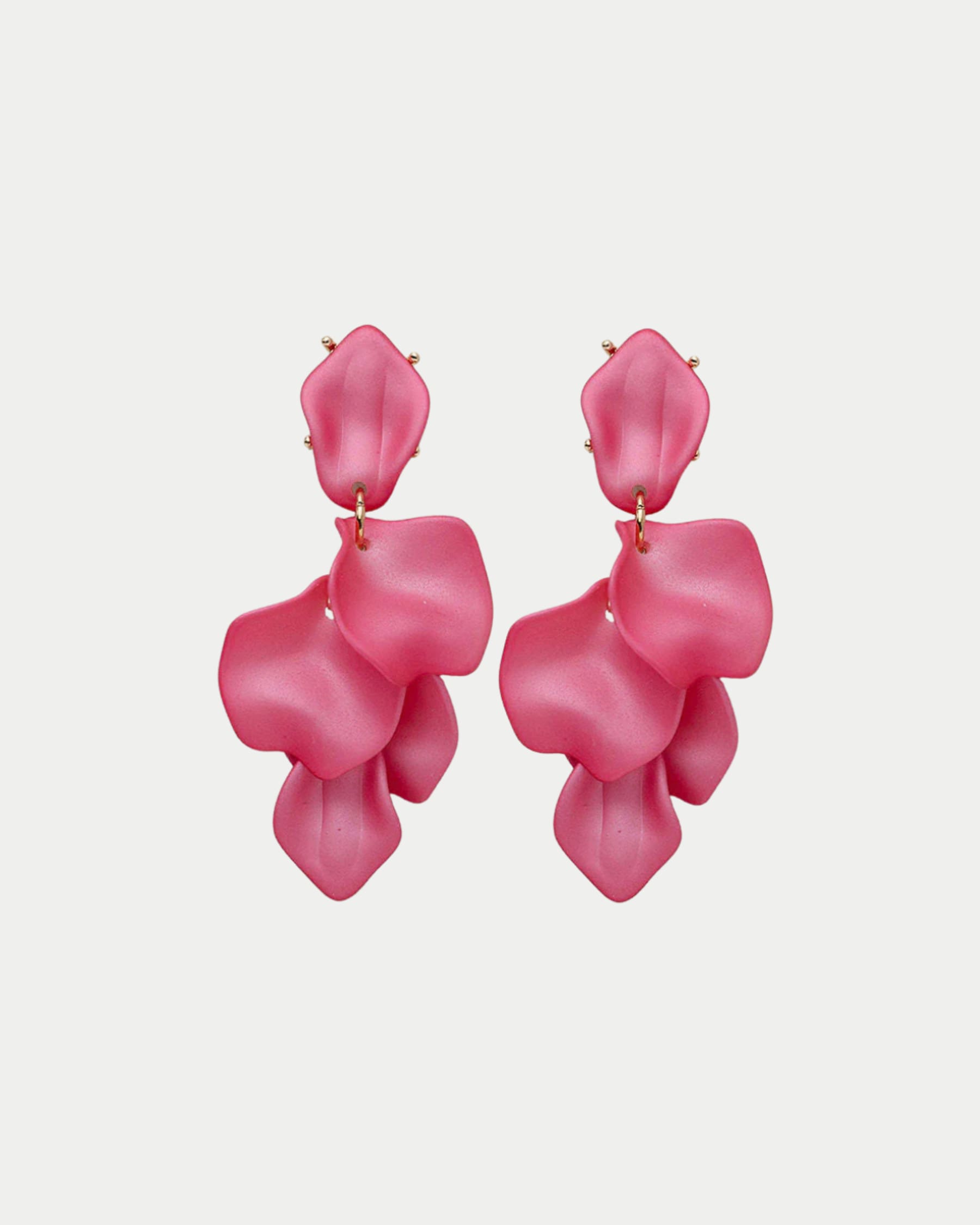 Leaf Earrings Pearl Strong Pink