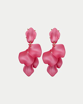 Leaf Earrings Pearl Strong Pink