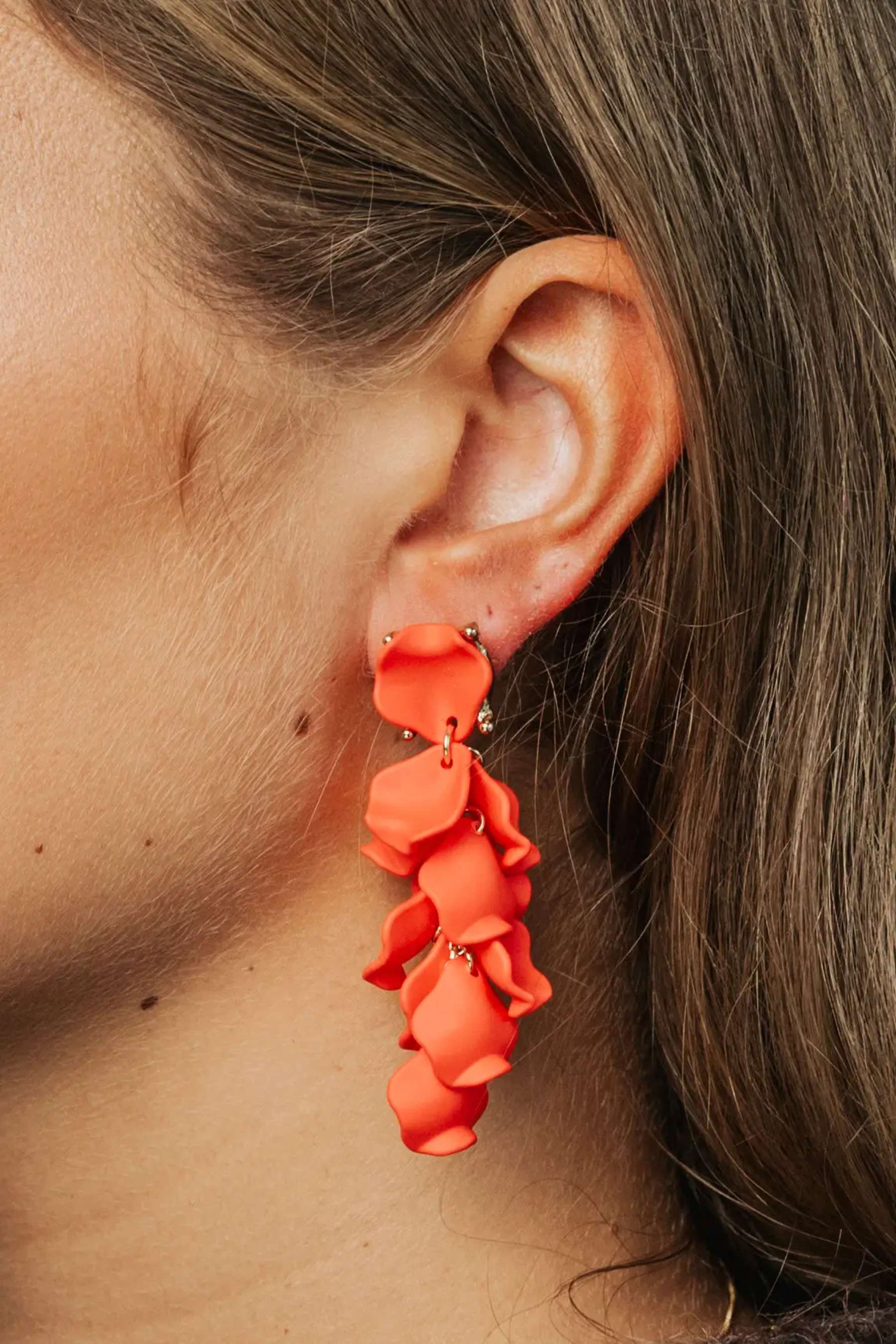 Leaf Earrings Mini Strong Orange - 2