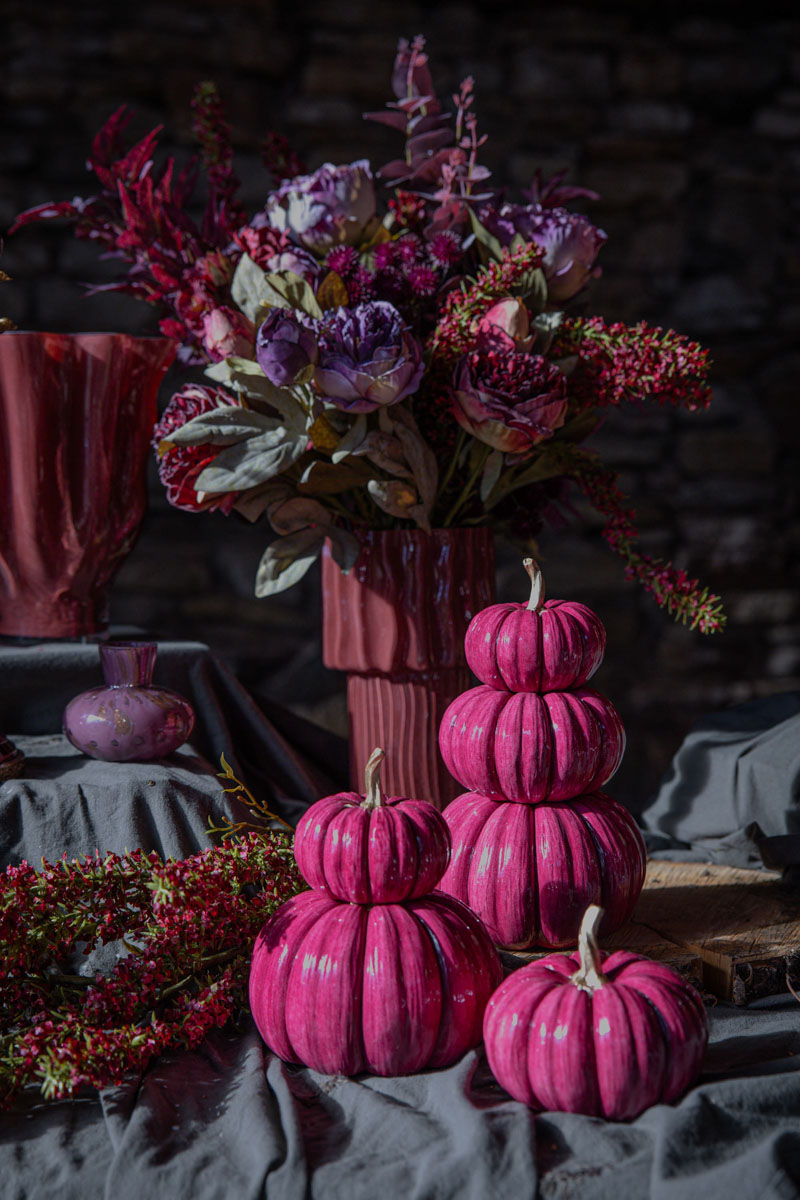 Pumpkin decoration - Triple Shine - 16 cm - Purple