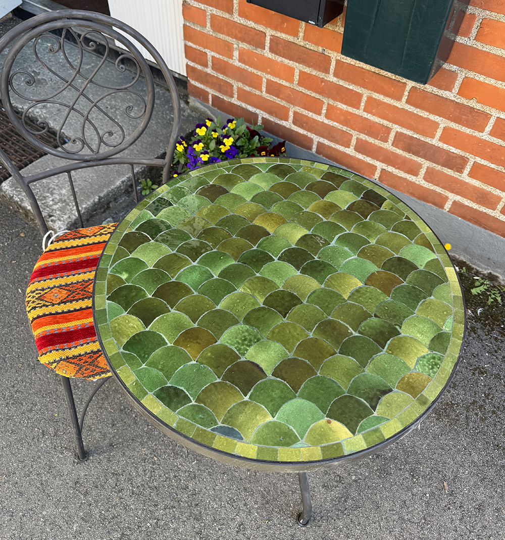 Mosaikbord  - green fishscale 60cm