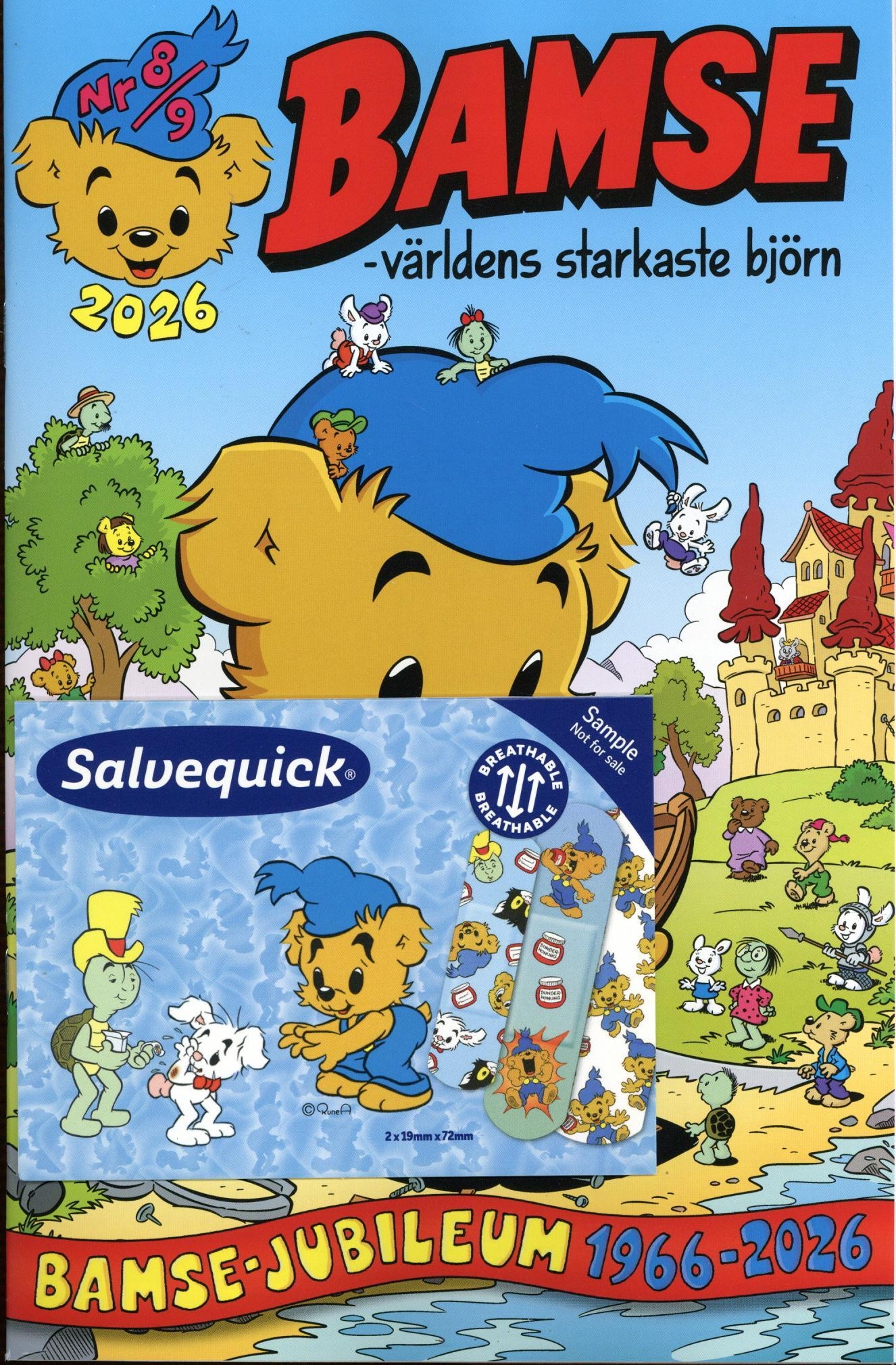 Bamse nr 8/9 2026, Bamse jubileum 1966-2026, Dubbelnummer med plåster på köpet!