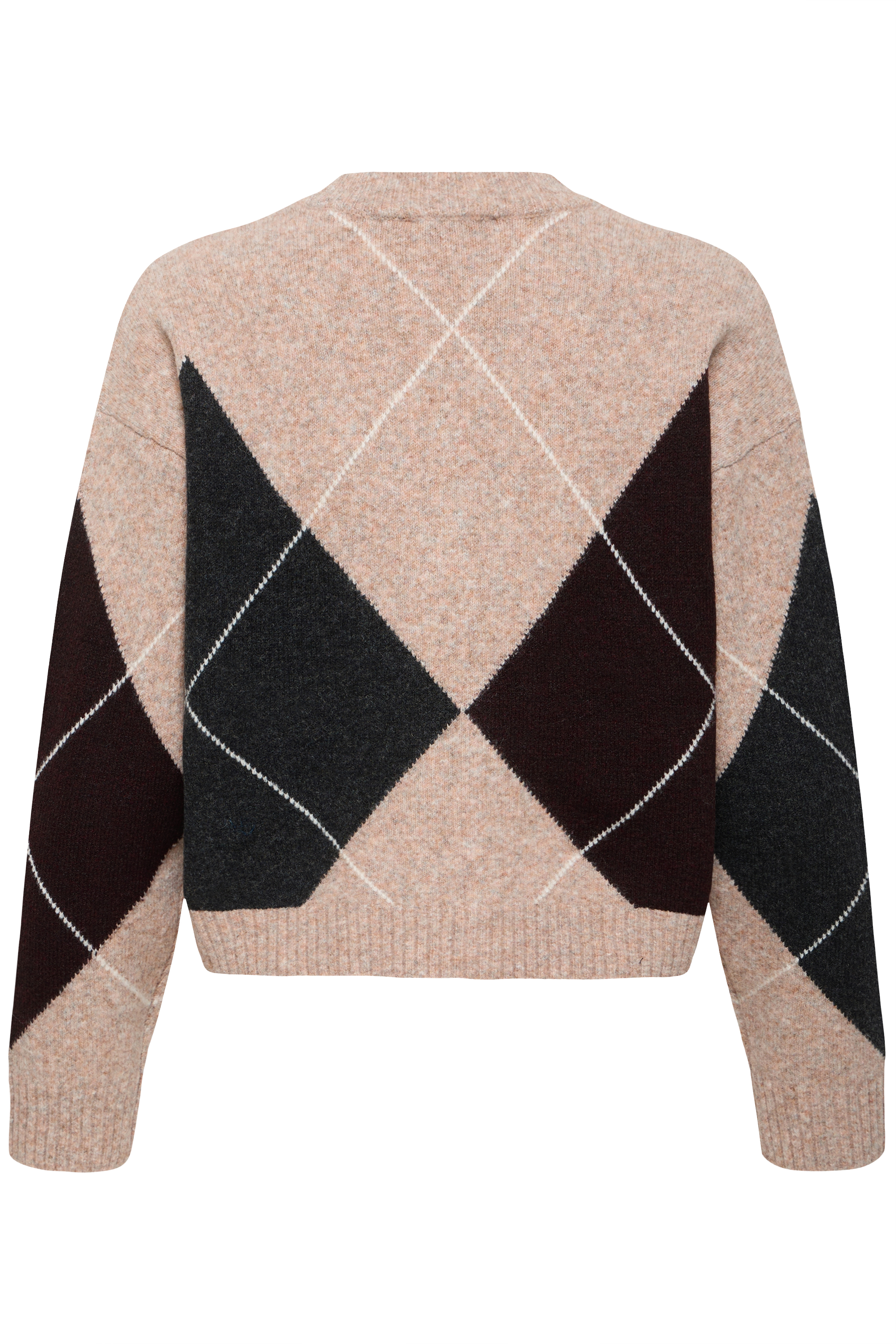 BYOSMILLA CARDIGAN HUMUS JAVA DARK GREY ARGYLE - 2