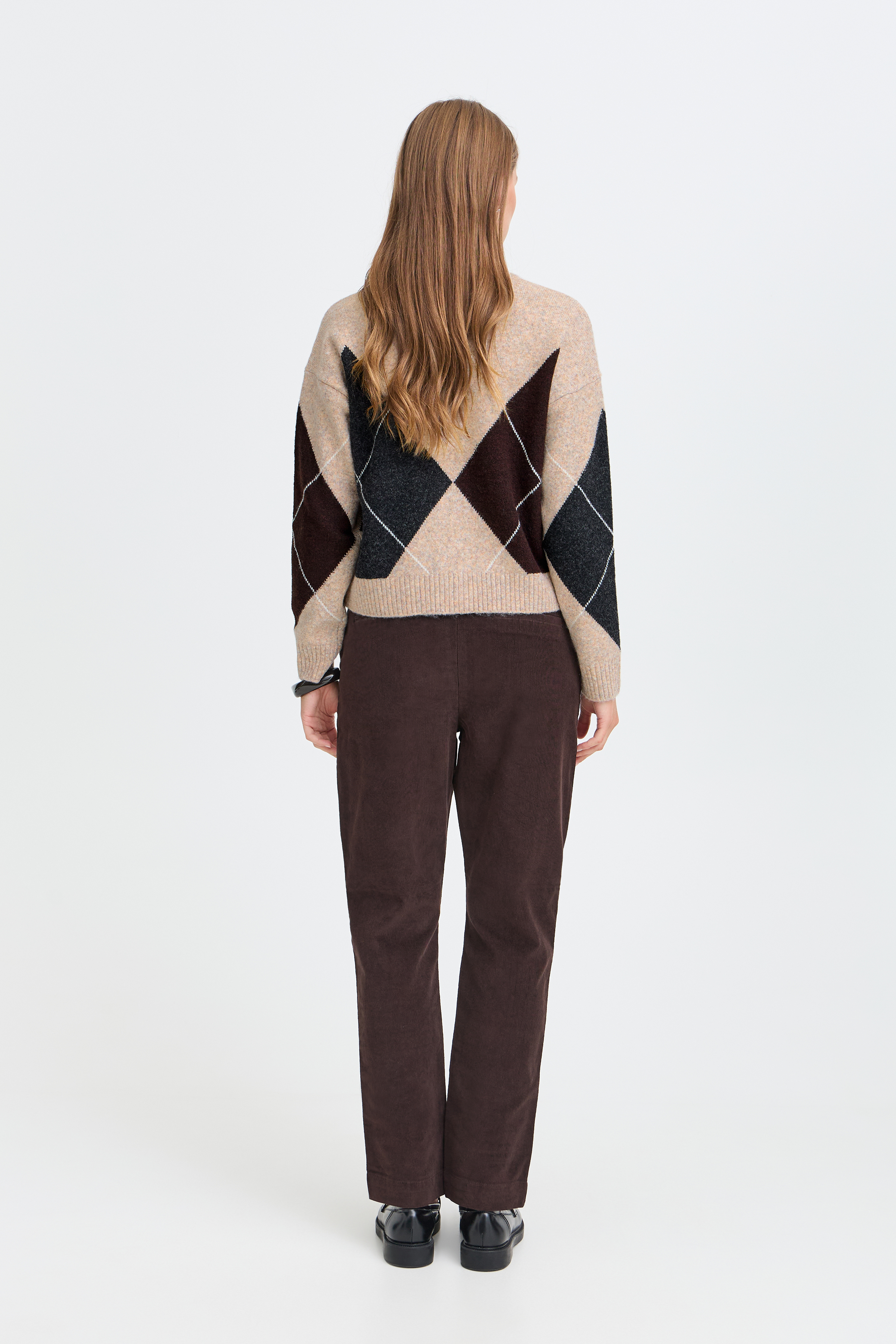 BYOSMILLA CARDIGAN HUMUS JAVA DARK GREY ARGYLE - 8