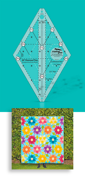 60° Tiny Diamond Linjal - Creative Grids Non-Slip - 2