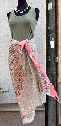 Sarong | Rosa/grön - med paljetter