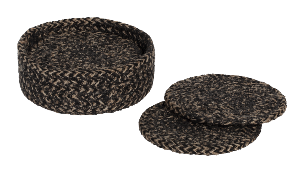 Dixie coaster Ella black/natural d10,5cm