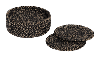 Dixie coaster Ella black/natural d10,5cm