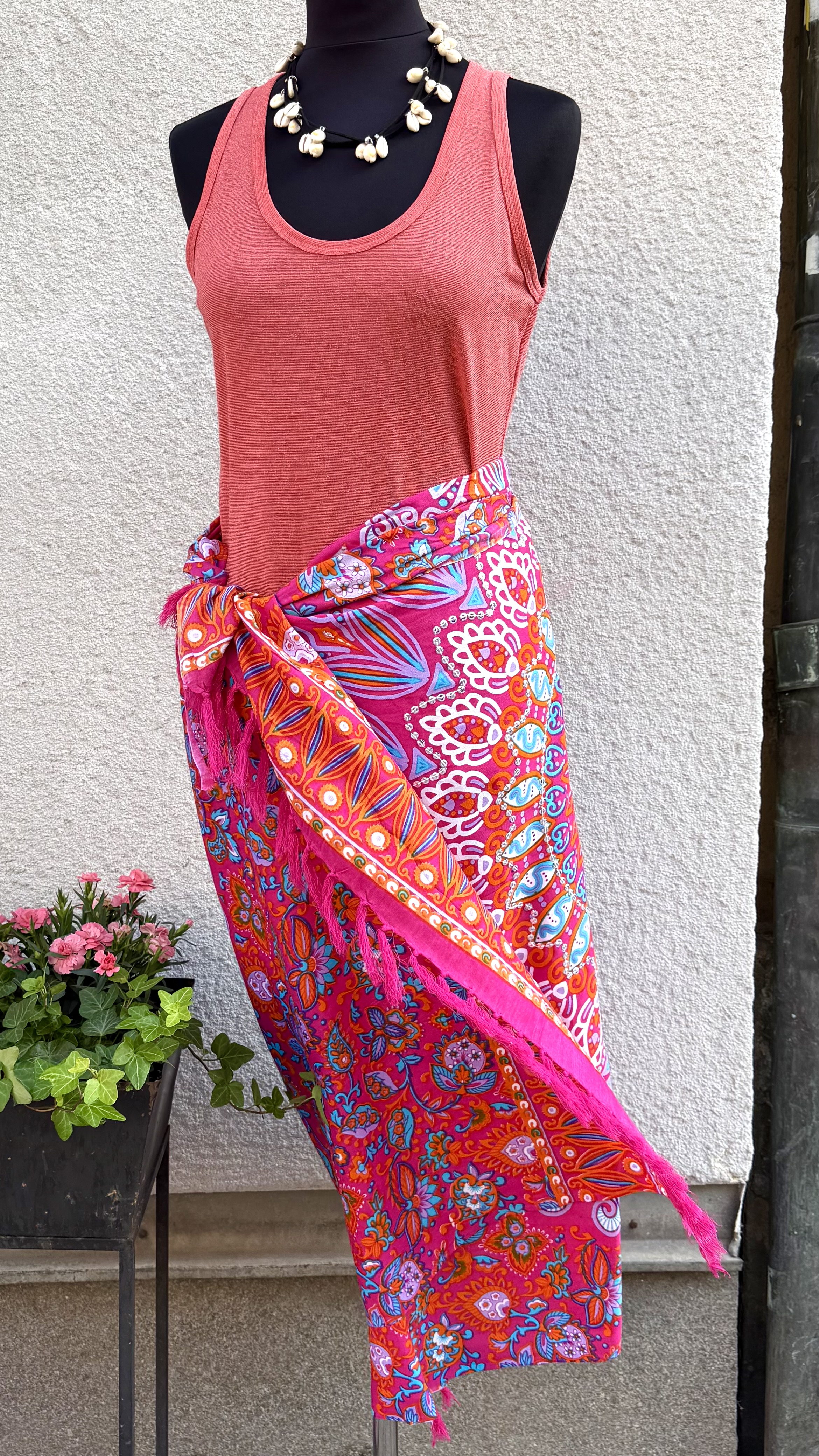 Sarong | fuchsia - med paljetter