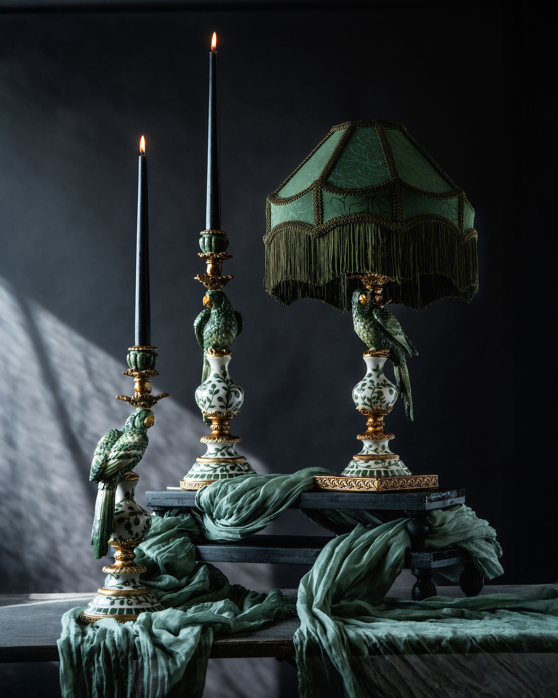 Candlestick Parrot - 40 cm - Emerald green