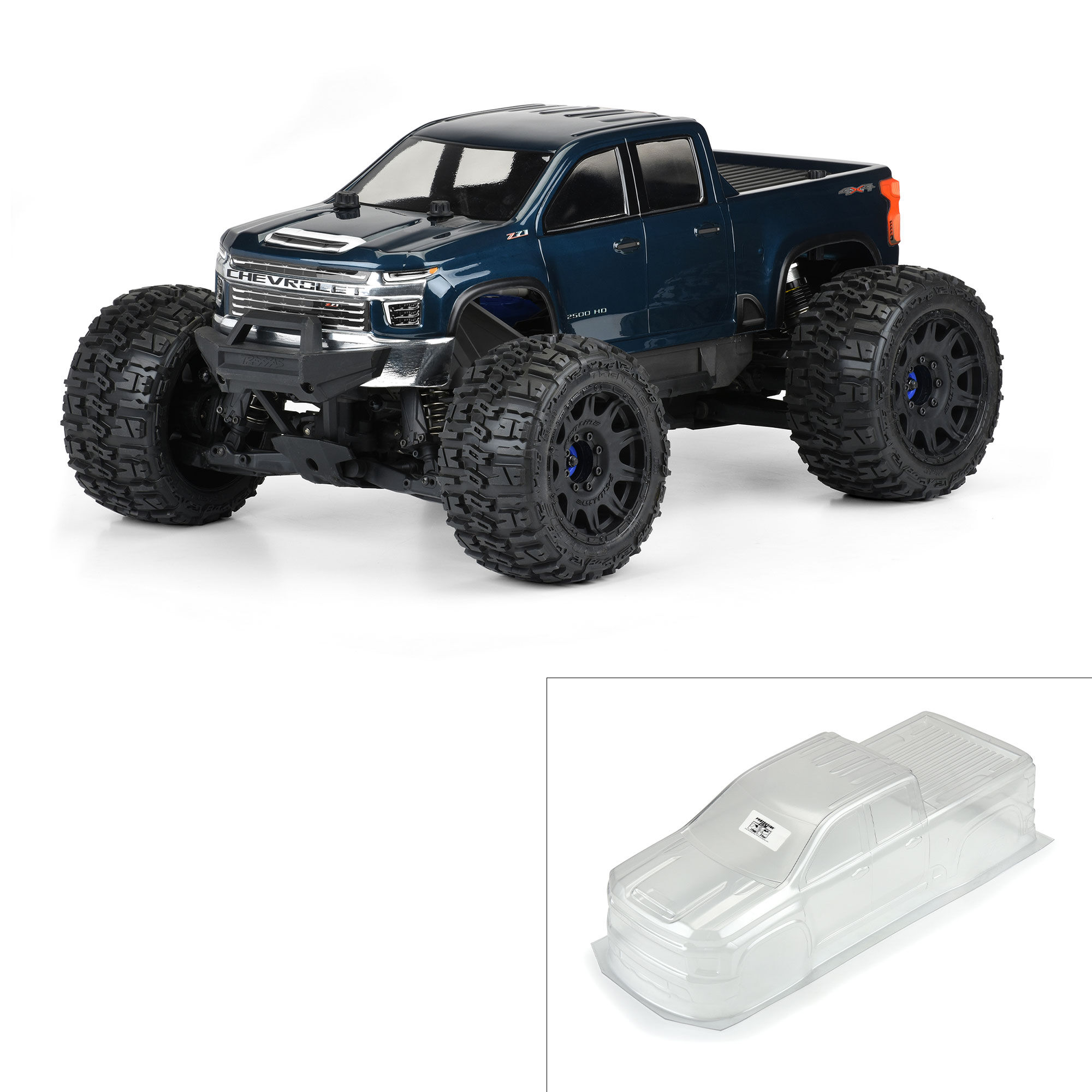 Pro-Line PRO358200 1/8 2021 Chevy Silverado 2500 HD Clear Body: E-REVO 2.0 & MAXX - 20