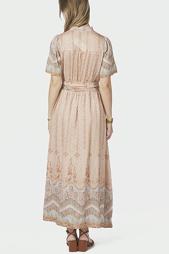 Neo Noir - Moviana Flower Border Dress Flower Peach