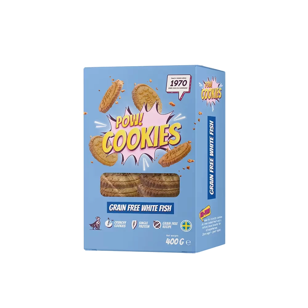 POW! Cookies grain free white fish spannmålsfritt hundgodis av fisk