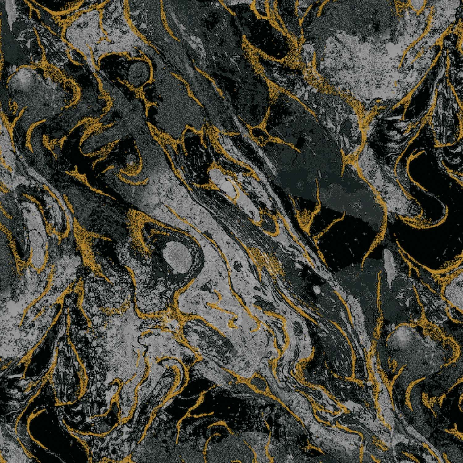 Tyg: Charcoal Marbled Earth, med guld
