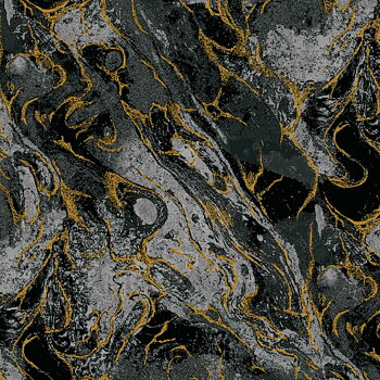Tyg: Charcoal Marbled Earth, med guld
