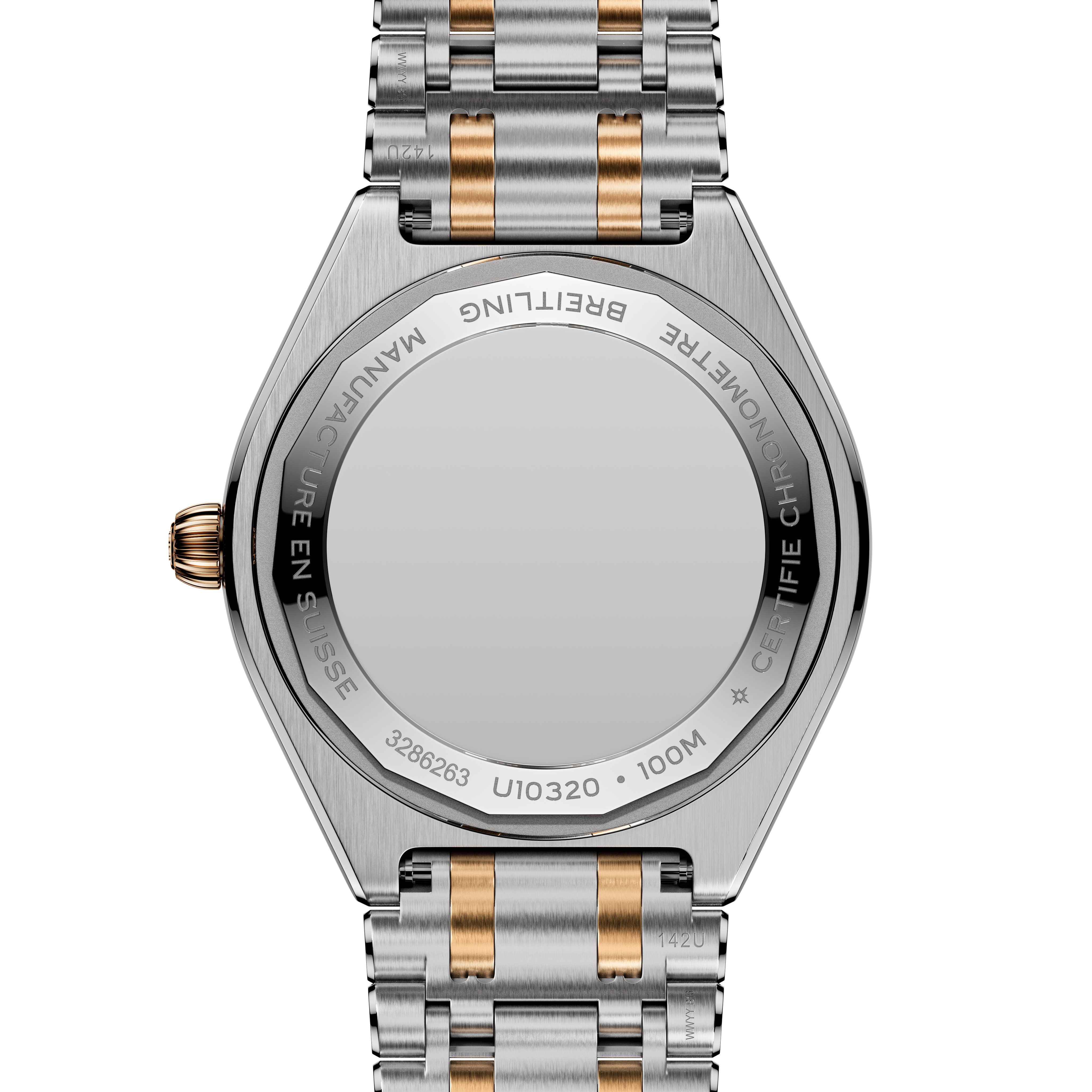 Breitling U10320101A1U1 Chronomat Automatic 36  stål och 18 K rött guld pärlemor baksida