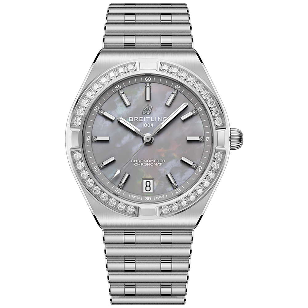 Breitling A10320591G1A1 Chronomat Automatic 36  grån pärlemor med diamant bezel