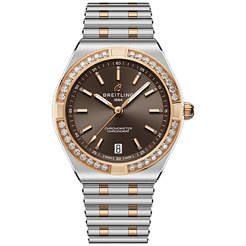Breitling Chronomat Automatic 36  brun stål och 18 K rött guld med diamant bezel