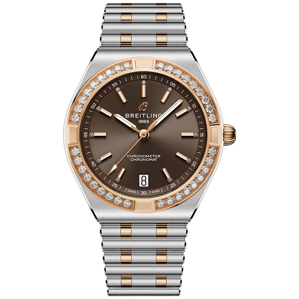 Breitling U10320591Q1U1 Chronomat Automatic 36  brun stål och 18 K rött guld med diamant bezel