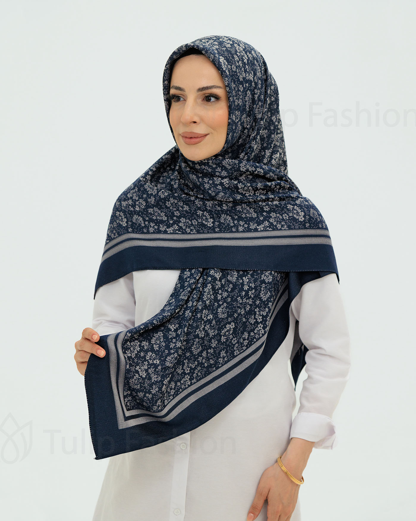 Hijab - Square Viskon 120 cm - Midnight Blue - 4