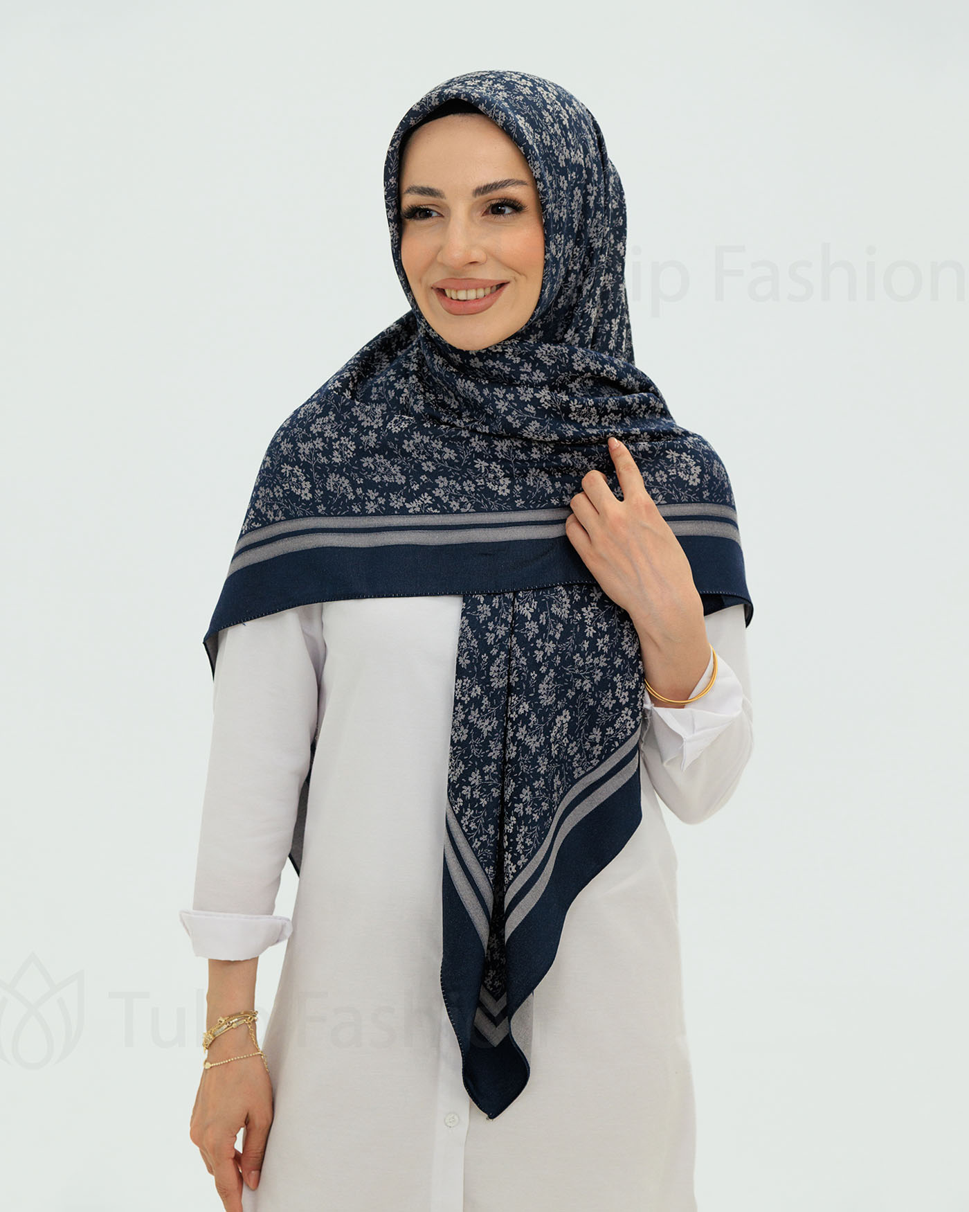 Hijab - Square Viskon 120 cm - Midnight Blue - 2