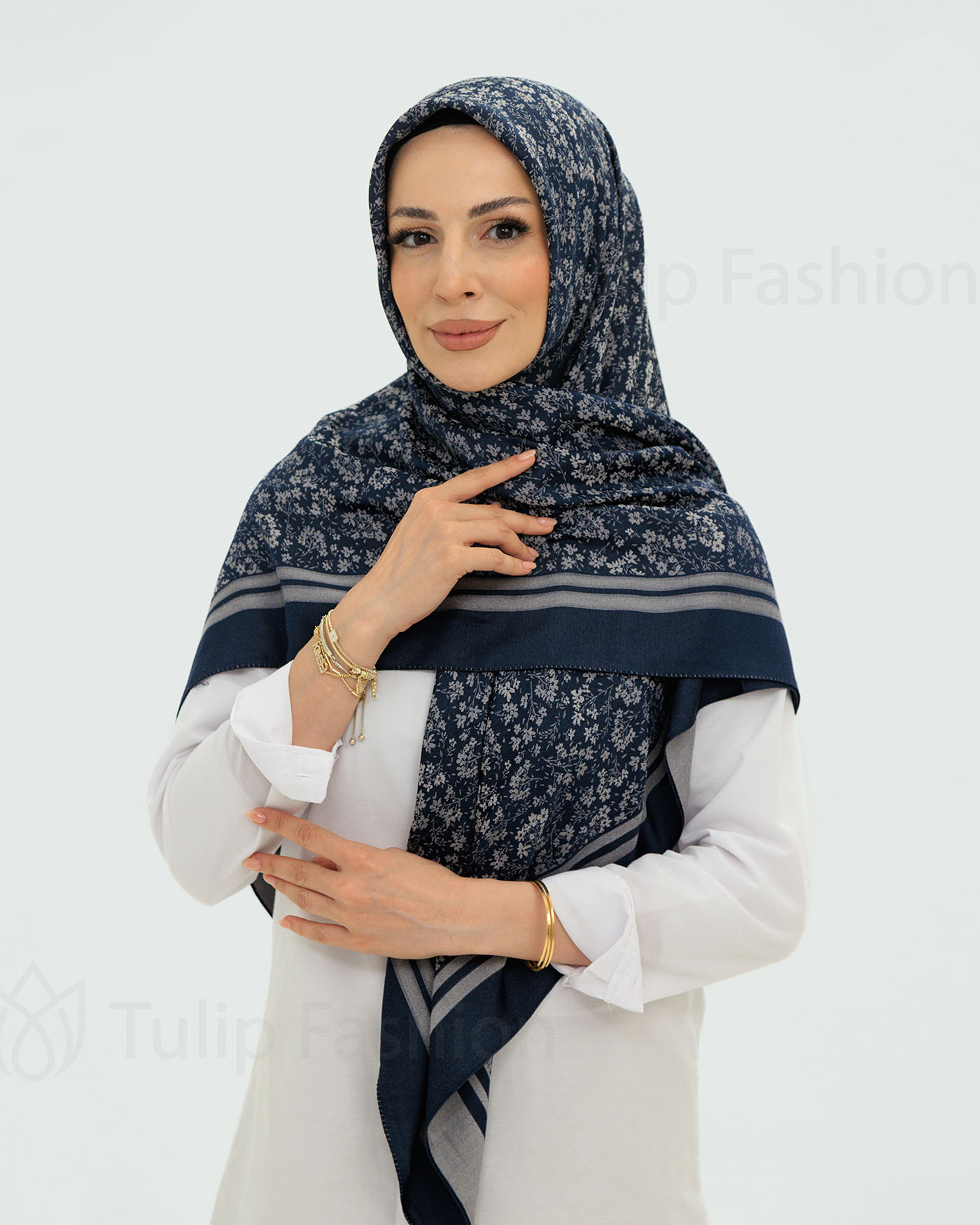 Hijab - Square Viskon 120 cm - Midnight Blue - 3