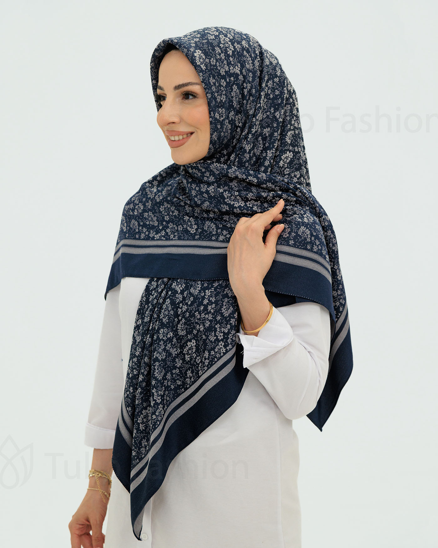 Hijab - Square Viskon 120 cm - Midnight Blue - 5