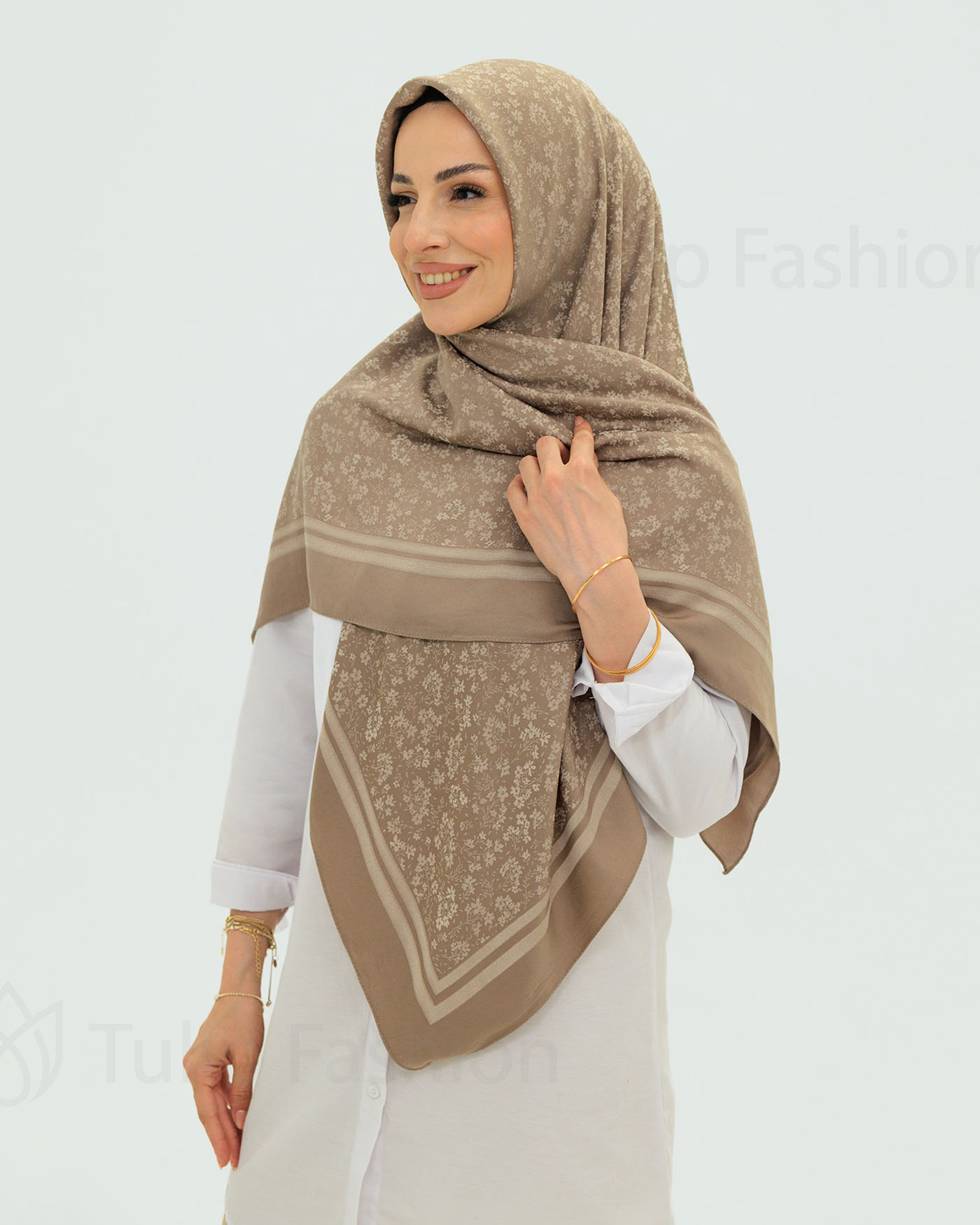 Hijab - Square Viskon 120 cm - Beige - 3