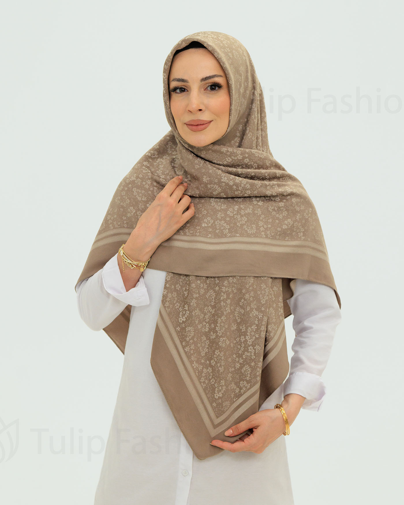 Hijab - Square Viskon 120 cm - Beige - 2