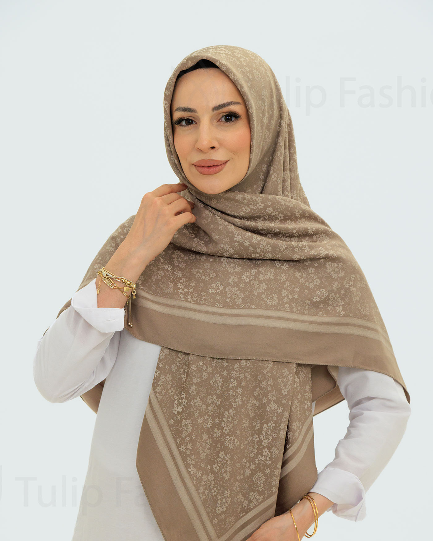 Hijab - Square Viskon 120 cm - Beige - 4