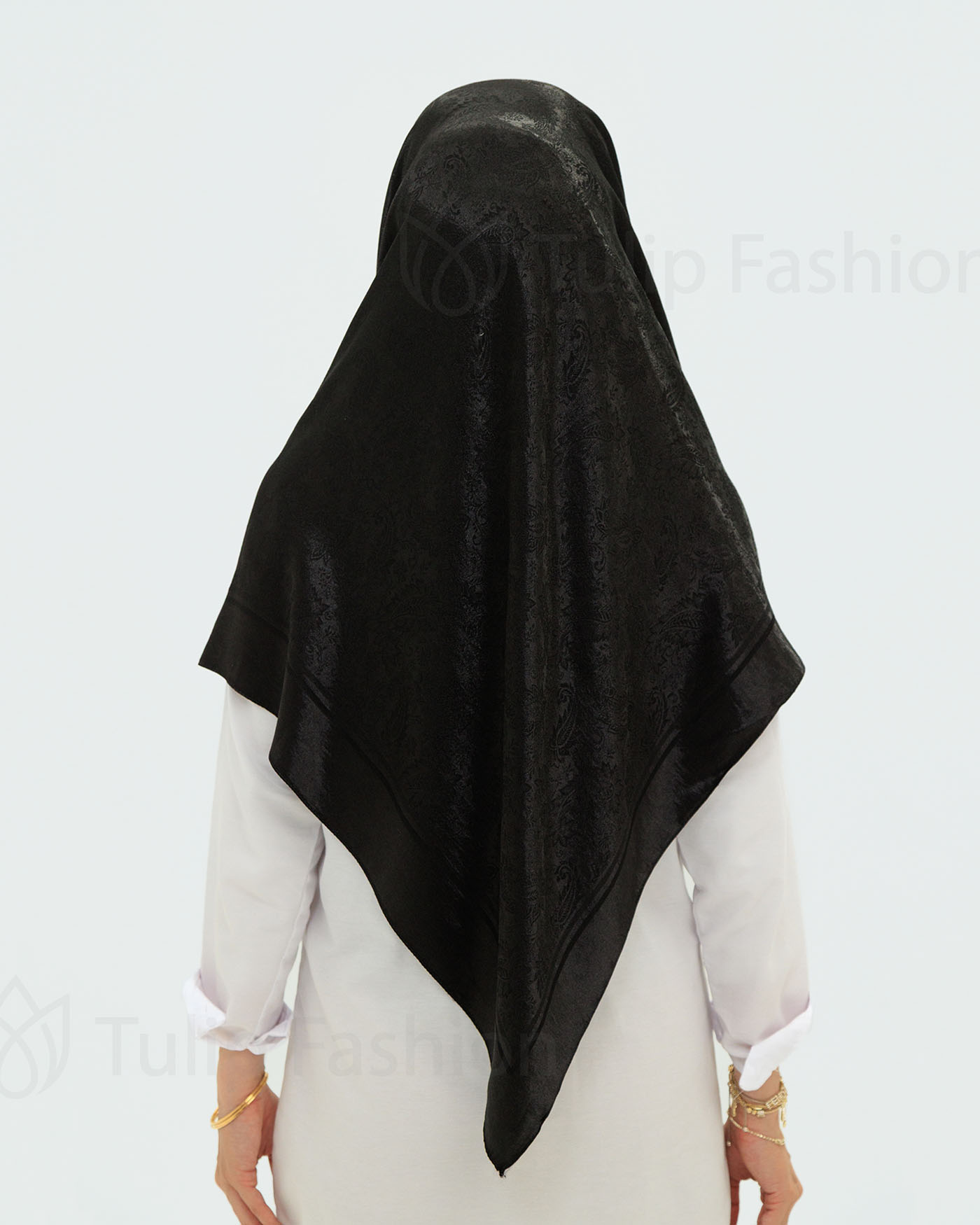 Hijab - Square Viskon 120 cm - Svart - 6