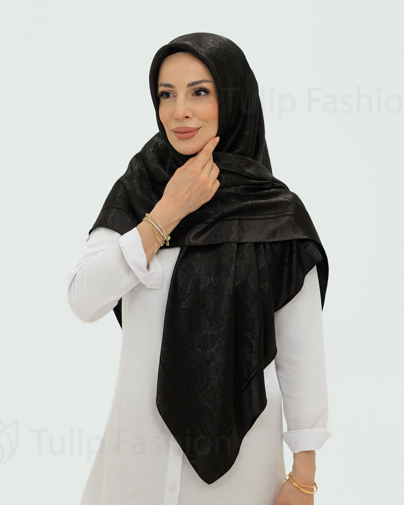 Hijab - Square Viskon 120 cm - Svart - 2