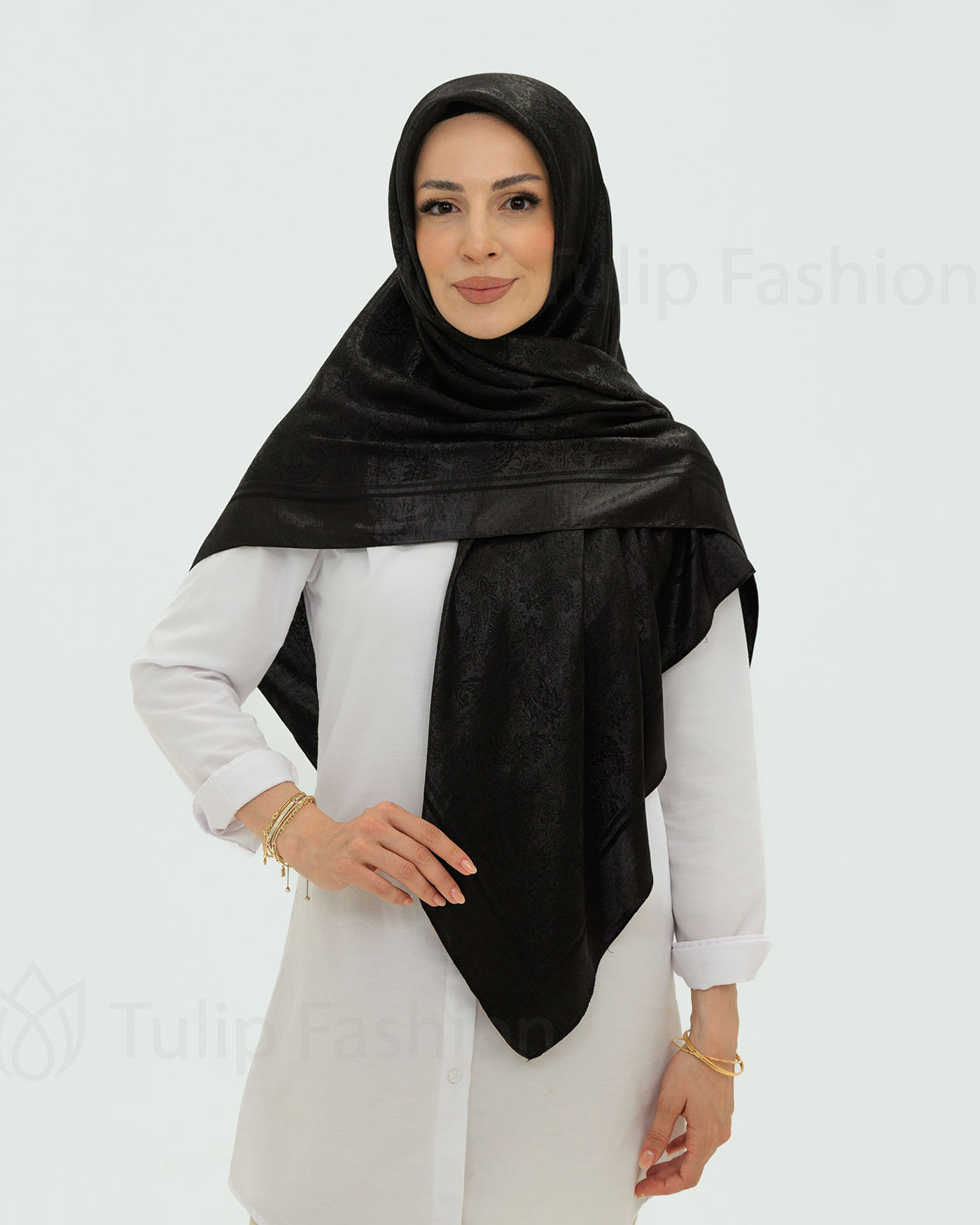 Hijab - Square Viskon 120 cm - Black