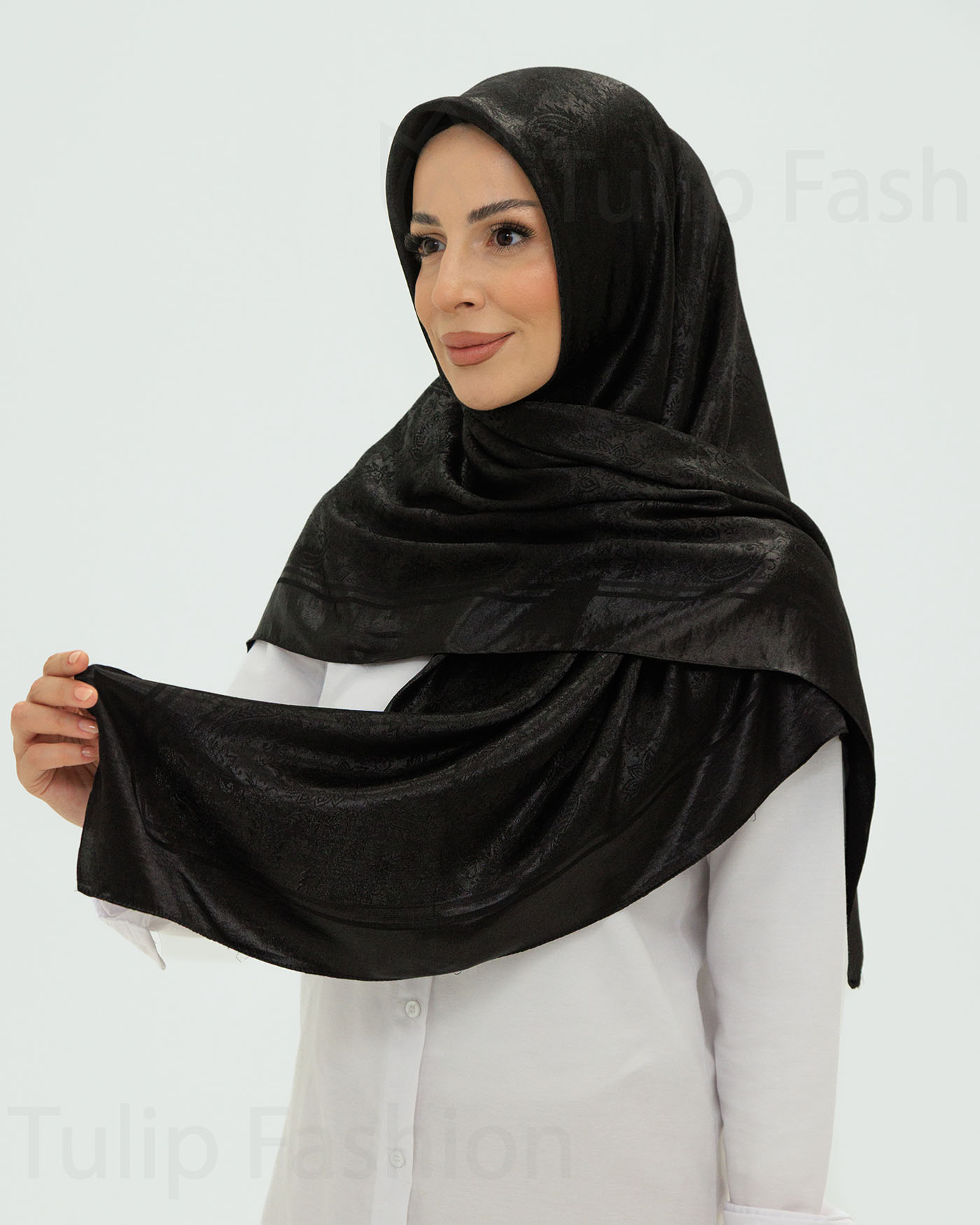 Hijab - Square Viskon 120 cm - Svart - 3