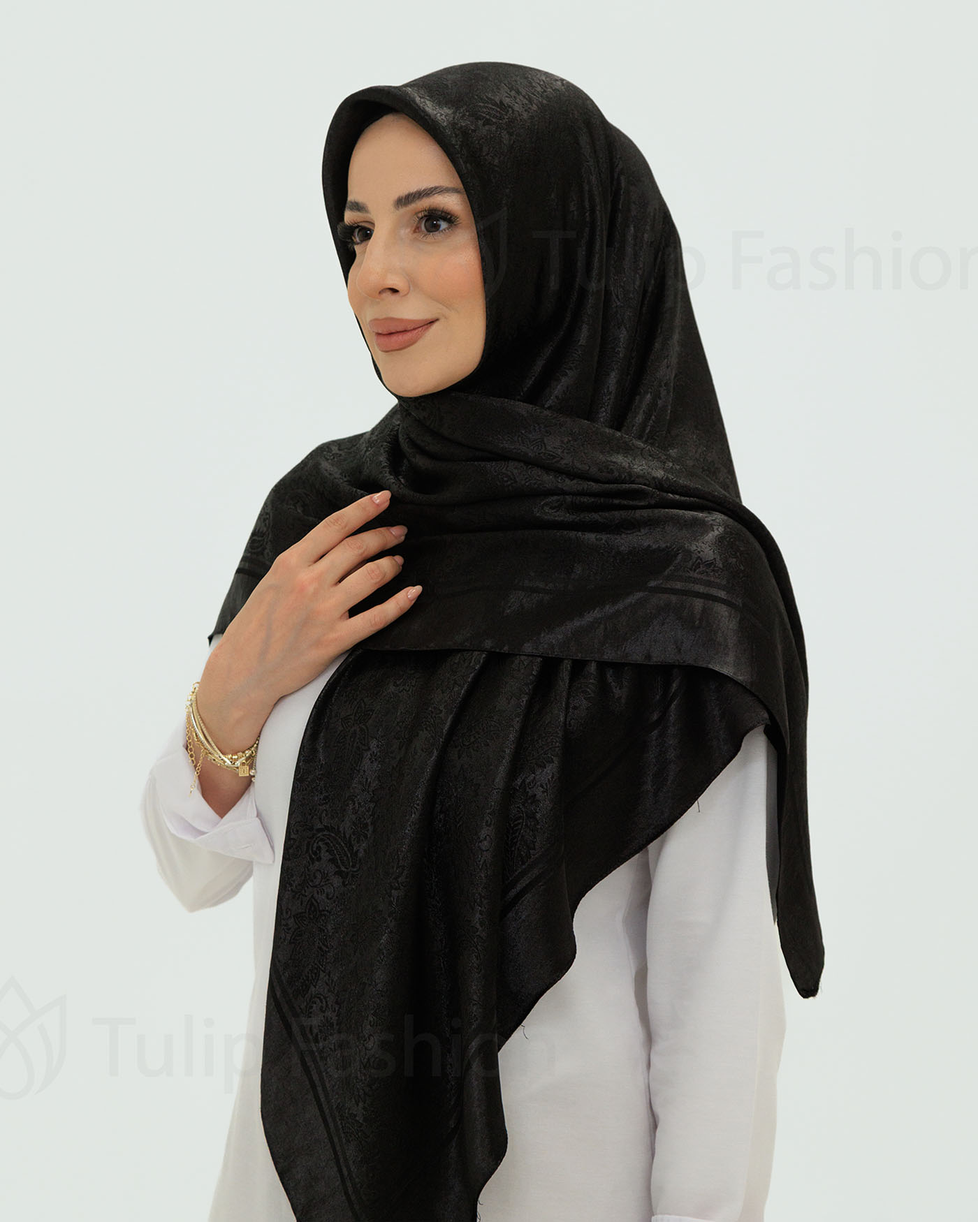 Hijab - Square Viskon 120 cm - Svart - 5