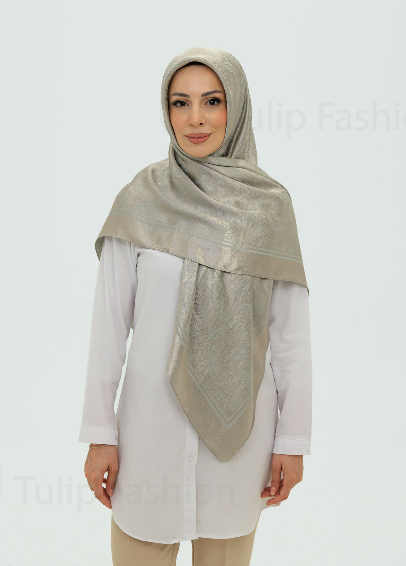 Hijab - Square Viskon 120 cm - Grau - 6