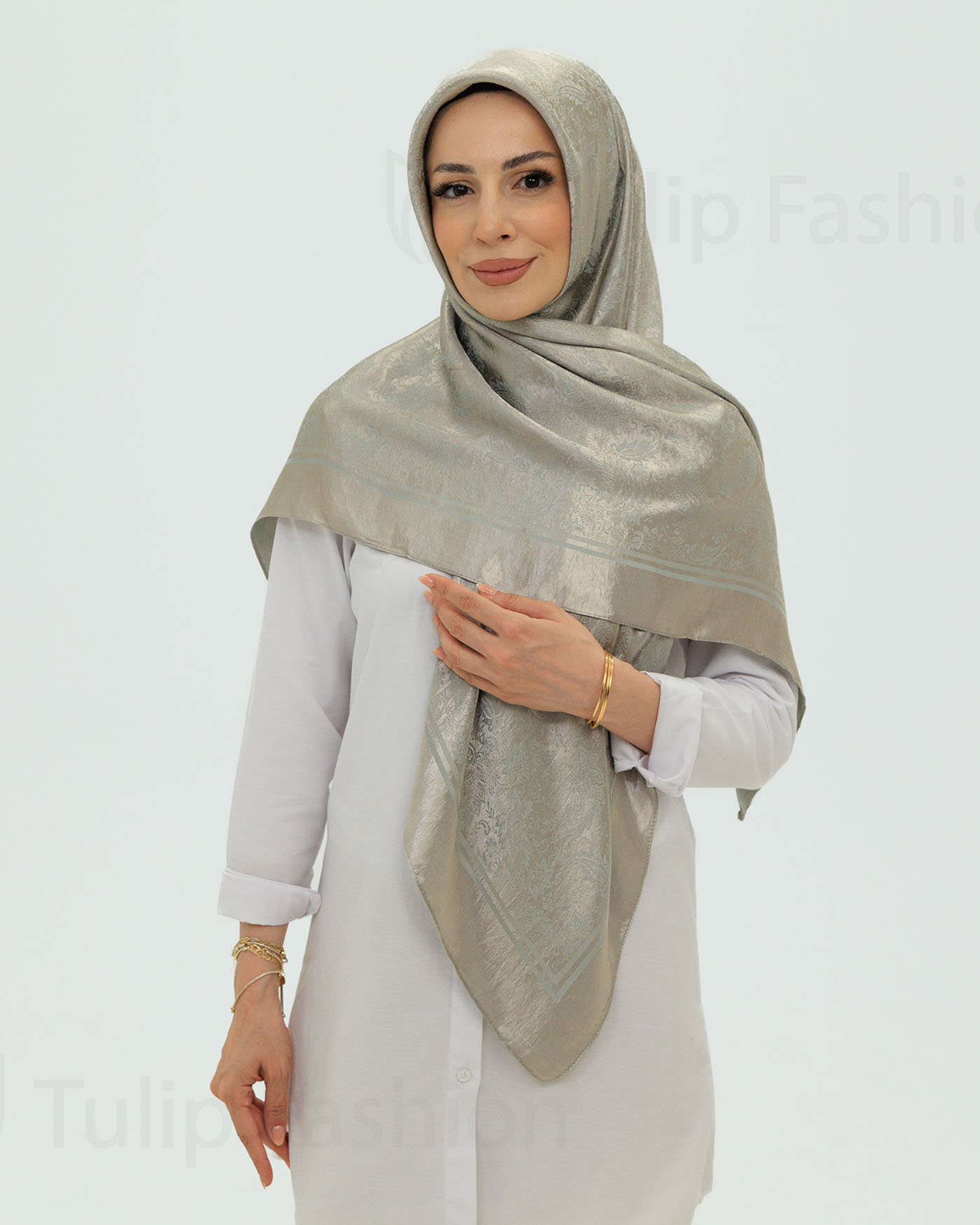 Hijab - Square Viskon 120 cm - Grau - 2