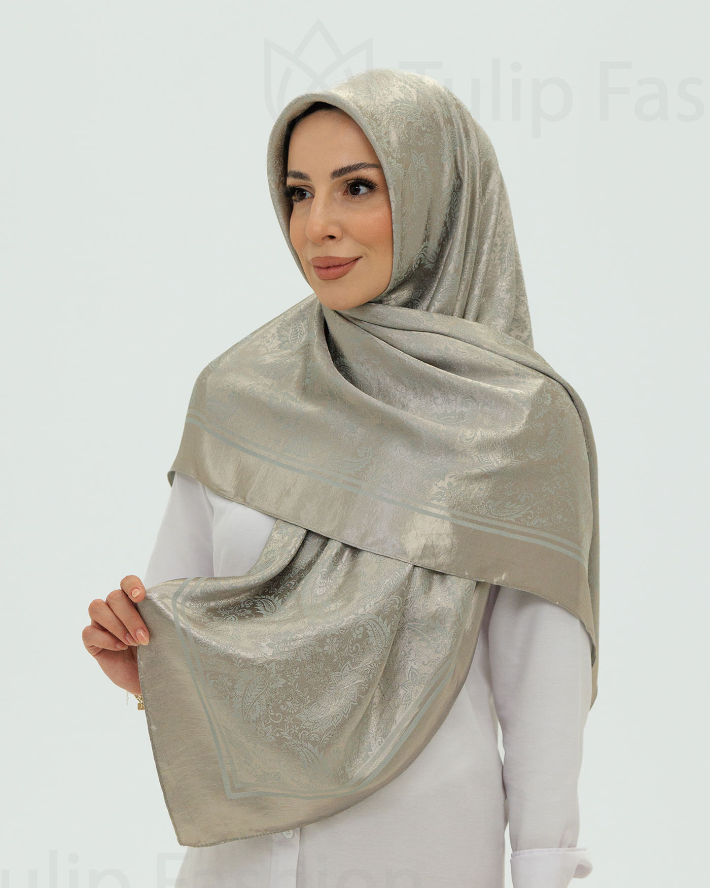 Hijab - Square Viskon 120 cm - Grau - 3