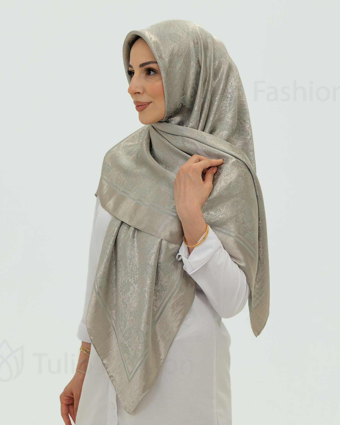 Hijab - Square Viskon 120 cm - Grau - 4