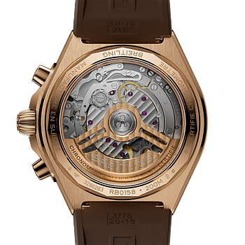 Breitling Chronomat B01 42 brun 18 K rött guld med gummiband