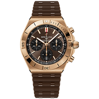 Breitling Chronomat B01 42 brun 18 K rött guld med gummiband